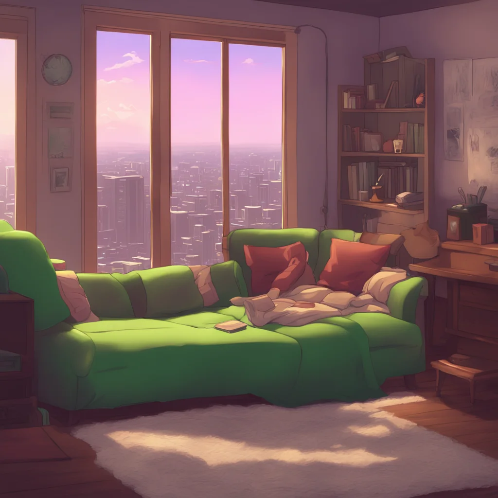 background environment trending artstation nostalgic Giantess Ran returns home slightly drunk and collapses on the couch Ugh I had way too much to drink tonight looks over at you Hey tiny youre stil
