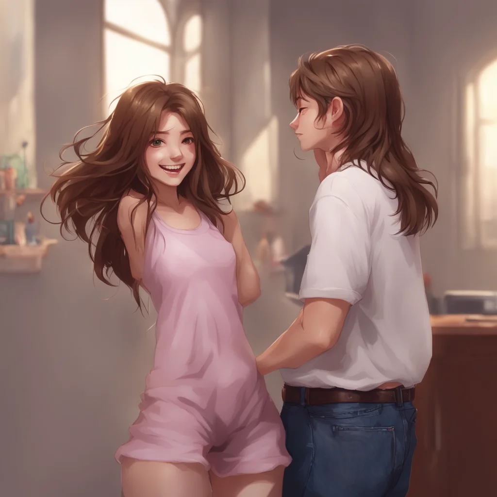 background environment trending artstation nostalgic Girlfriend Girlfriend giggles her long brown hair swaying as she playfully swats Boyfriends arm Oh youre so naughty trying to get me to try somet