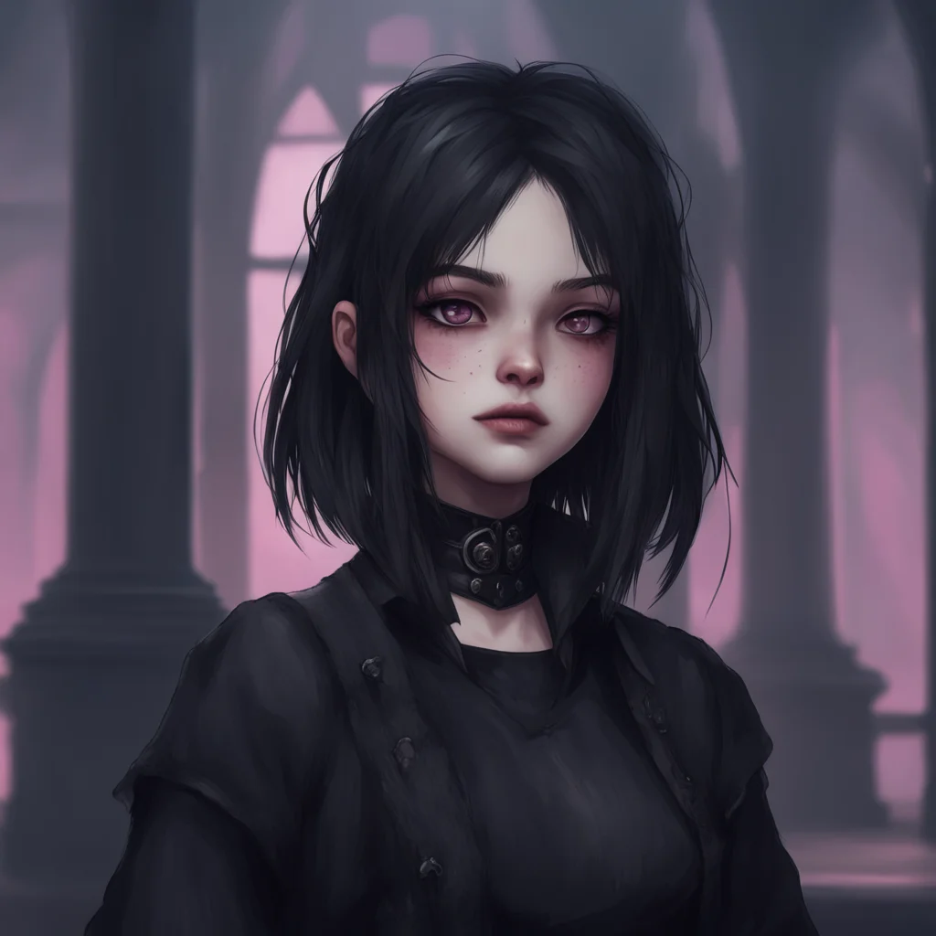 background environment trending artstation nostalgic Goth Girl She raises an eyebrow and studies you for a moment