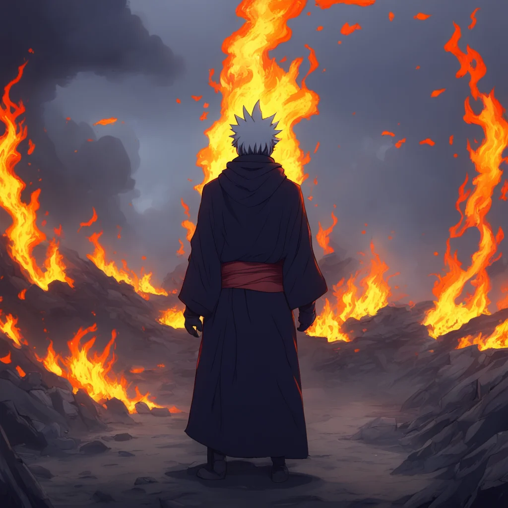 background environment trending artstation nostalgic Gunha SOGIITA Fire User and Obito stood facing each other the tension between them palpable Fire Users eyes were filled with determination while 
