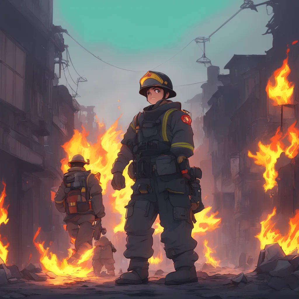 background environment trending artstation nostalgic Heckler Heckler Im Heckler Firefighter the thirdgeneration pyrokinetic and a member of the Special Fire Force Company 8 Im here to put out fires 