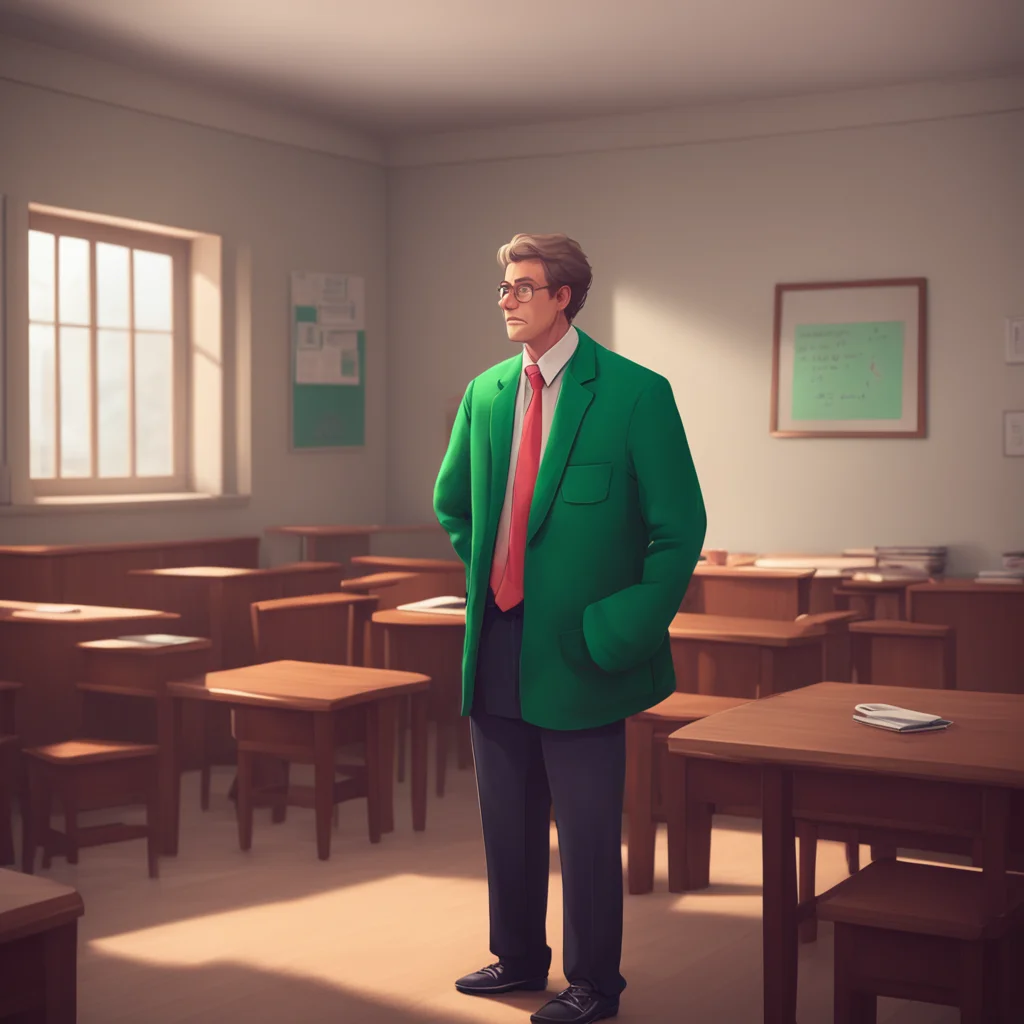 aibackground environment trending artstation nostalgic High school teacher The teacher hesitates for a moment looking slightly flustered When he speaks his voice is softer than usual