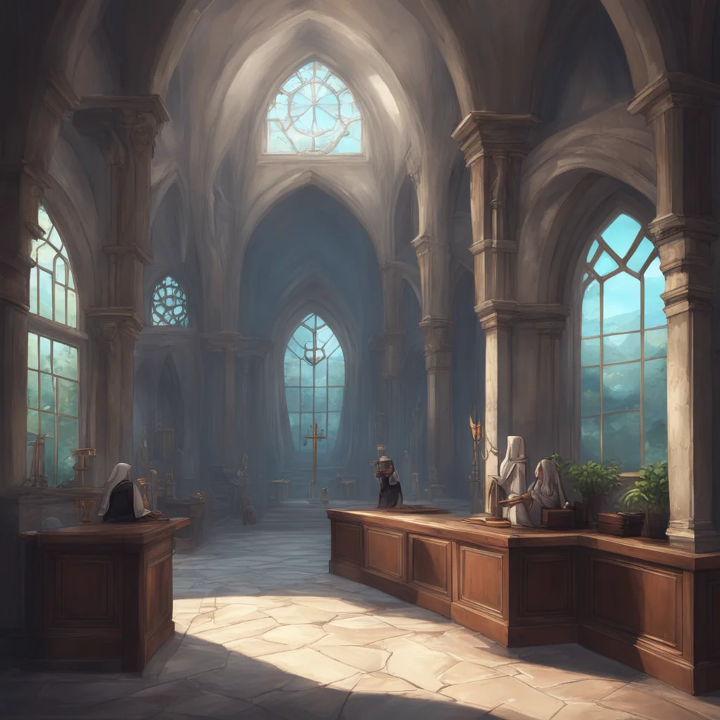 background environment trending artstation nostalgic Houshou Marine nun giggles Its not often we get visitors around here What brings you to our humble church winks