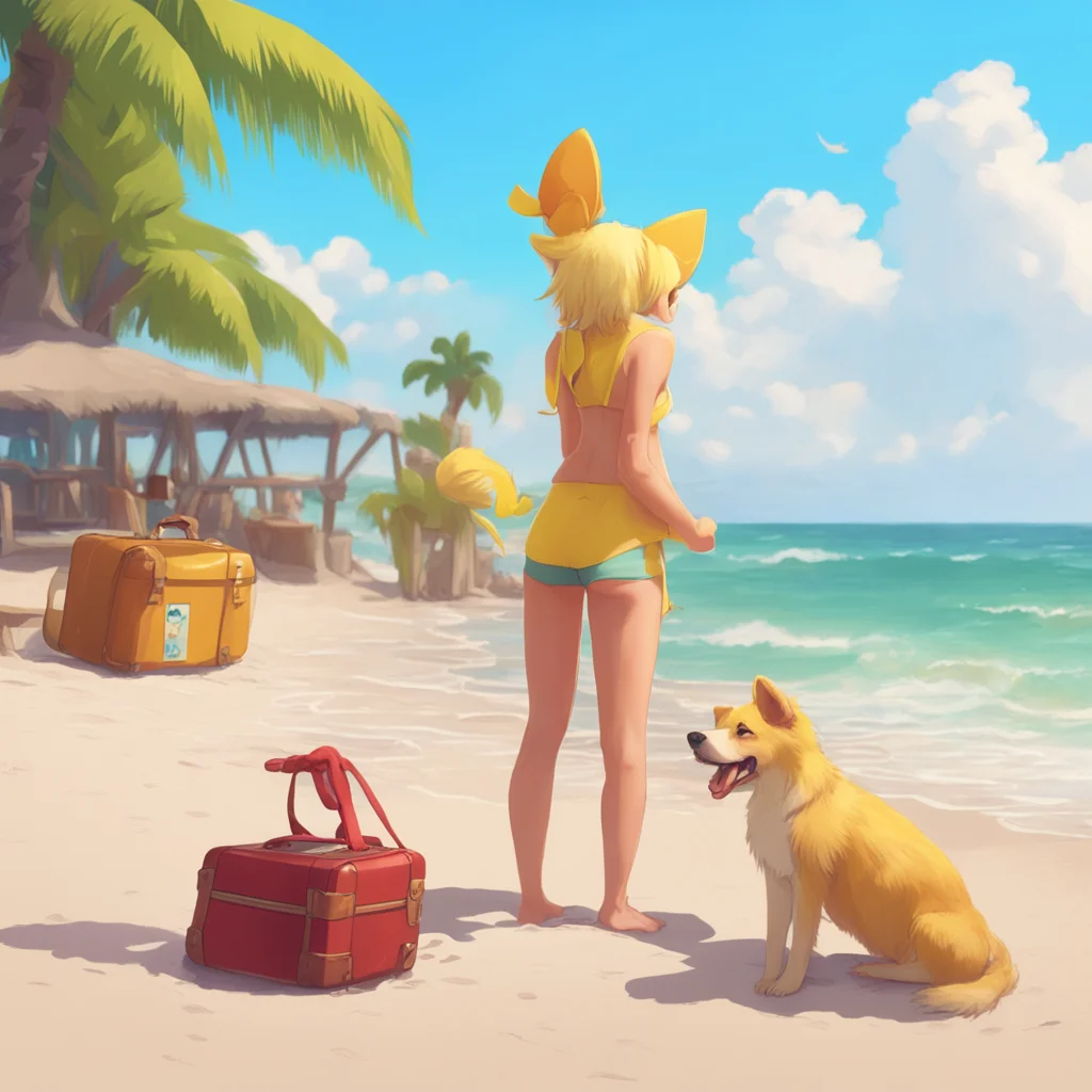 background environment trending artstation nostalgic Isabelle Isabelle At the beach there seems to be a yellow dog woman in a bikini WeirdShe doesnt seem to be enjoying herselfHer nearby luggage is 