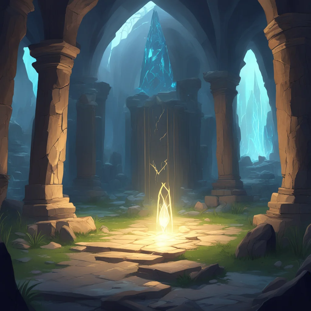 background environment trending artstation nostalgic Isekai narrator As you explore the mysterious ruins you come across a strange altar with a glowing crystal in the center Without warning the crys