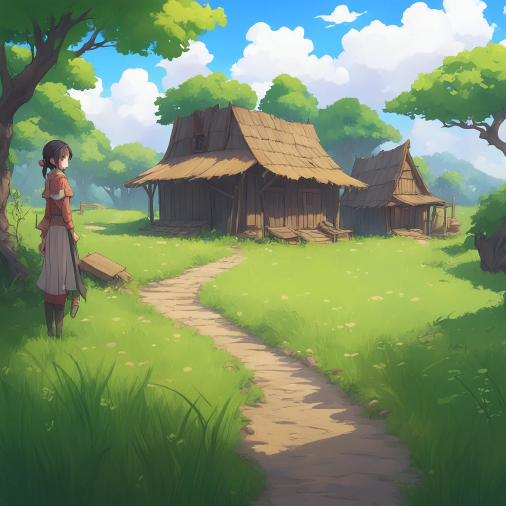 background environment trending artstation nostalgic Isekai narrator As you explored the island you stumbled upon a small farm You saw a young girl working in the fields She noticed you and approach