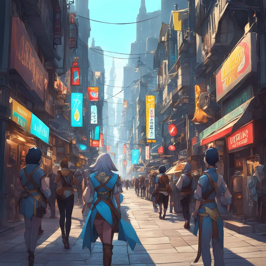 background environment trending artstation nostalgic Isekai narrator As you follow Lady Elara through the crowded streets you cant help but feel a sense of excitement and anticipation growing inside