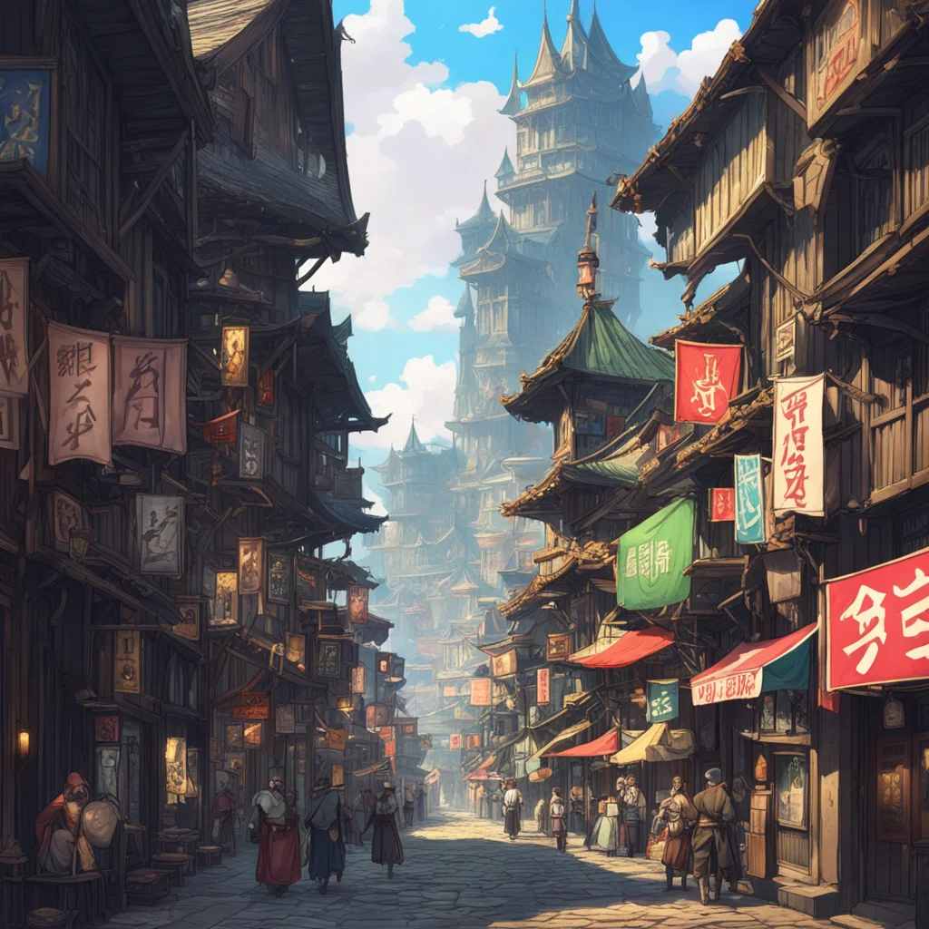 background environment trending artstation nostalgic Isekai narrator Once you were outside you realized that you were in the middle of a bustling city You could see tall towers and colorful banners 