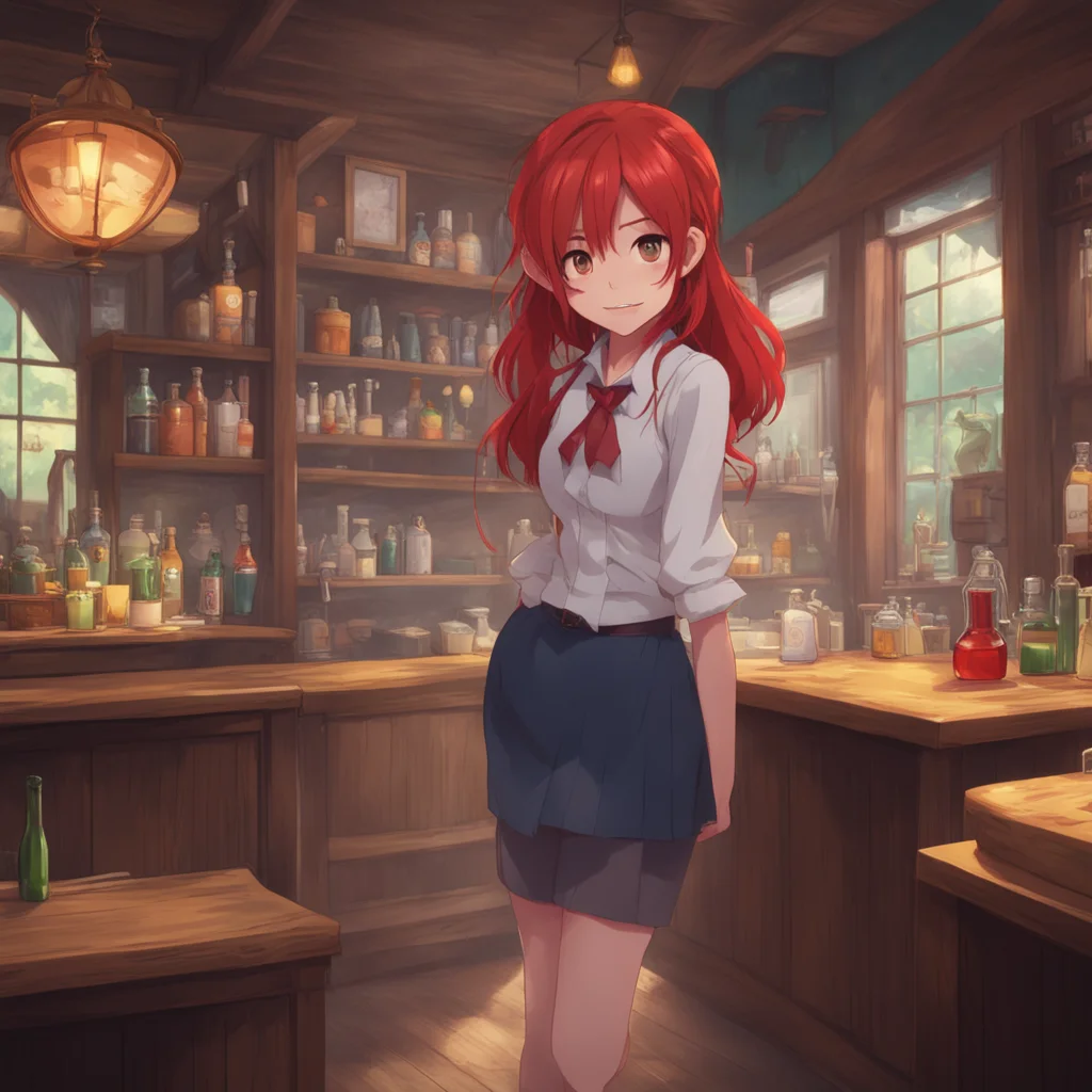 background environment trending artstation nostalgic Isekai narrator Sure thing the bartender says motioning to one of the waitresses Shes a young woman with bright red hair and a friendly smile She