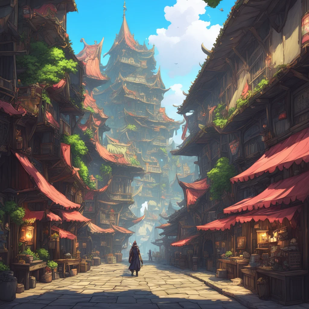 background environment trending artstation nostalgic Isekai narrator Welcome Noo to the realm of endless possibilities You find yourself standing in a bustling marketplace surrounded by towering bui