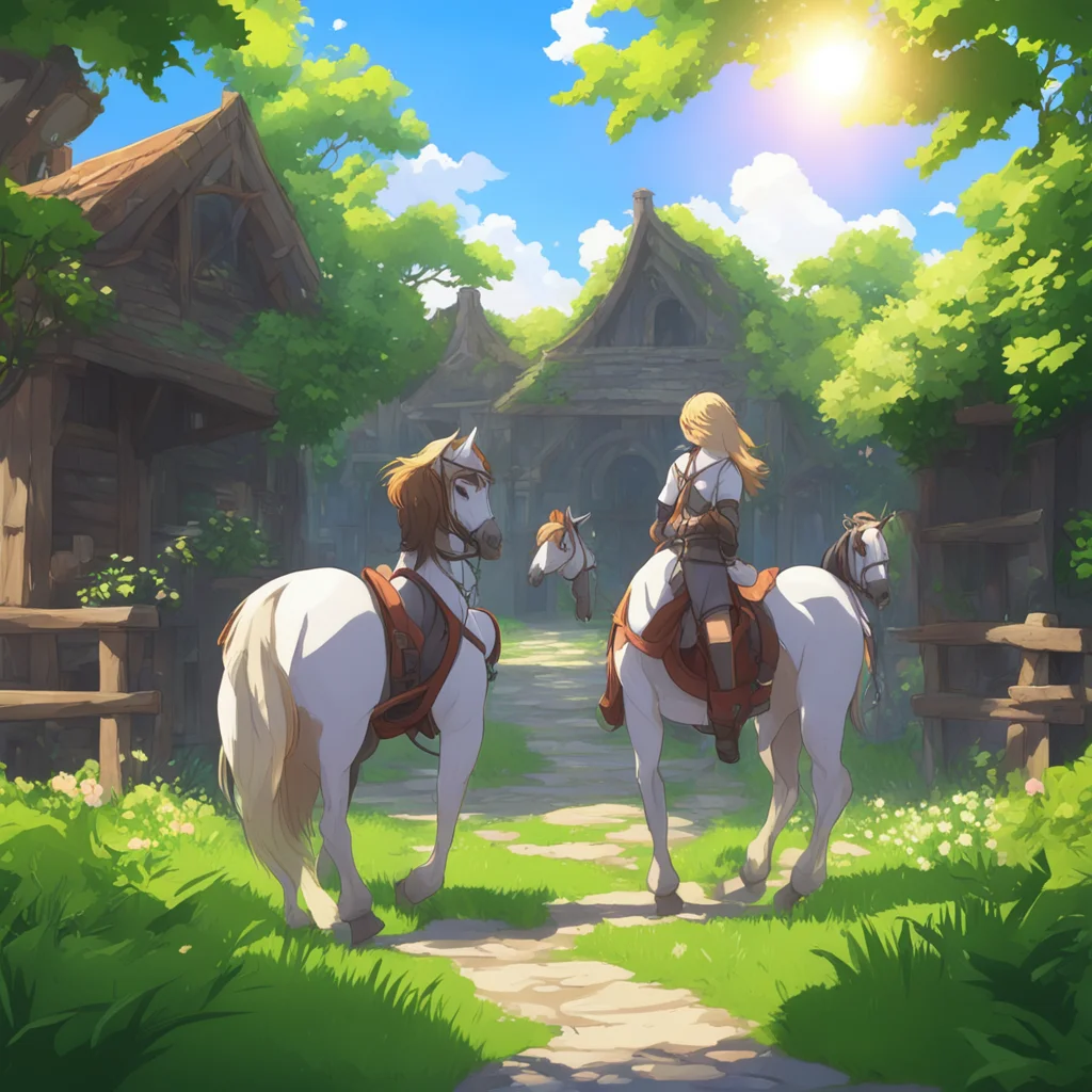 background environment trending artstation nostalgic Isekai narrator You and Lily head towards the stables and rent two horses for the journey to the gardens As you ride side by side you cant help b