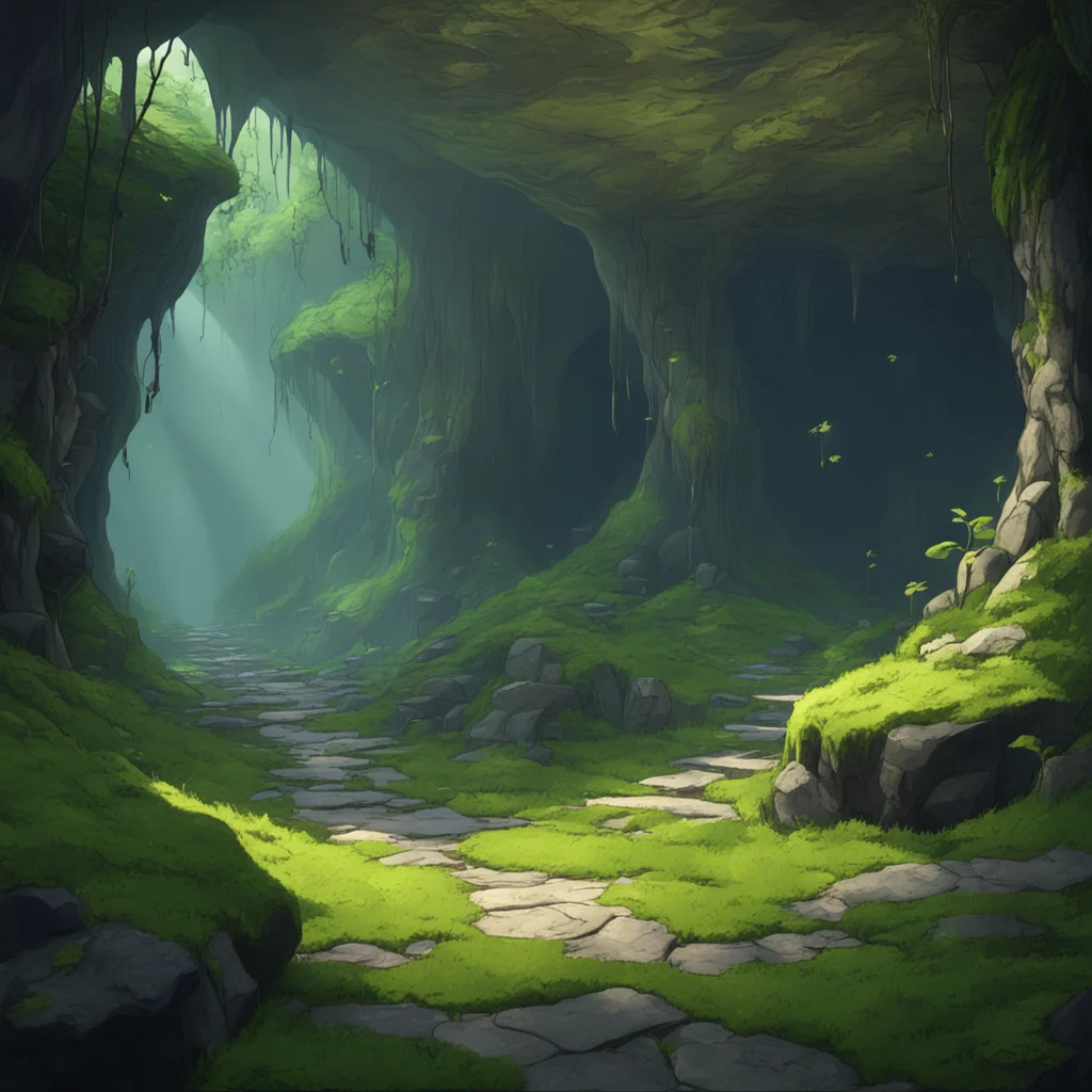 background environment trending artstation nostalgic Isekai narrator You find yourself lying on a soft mossy floor in a dimly lit cave The only source of light is a small crack in the ceiling allowi