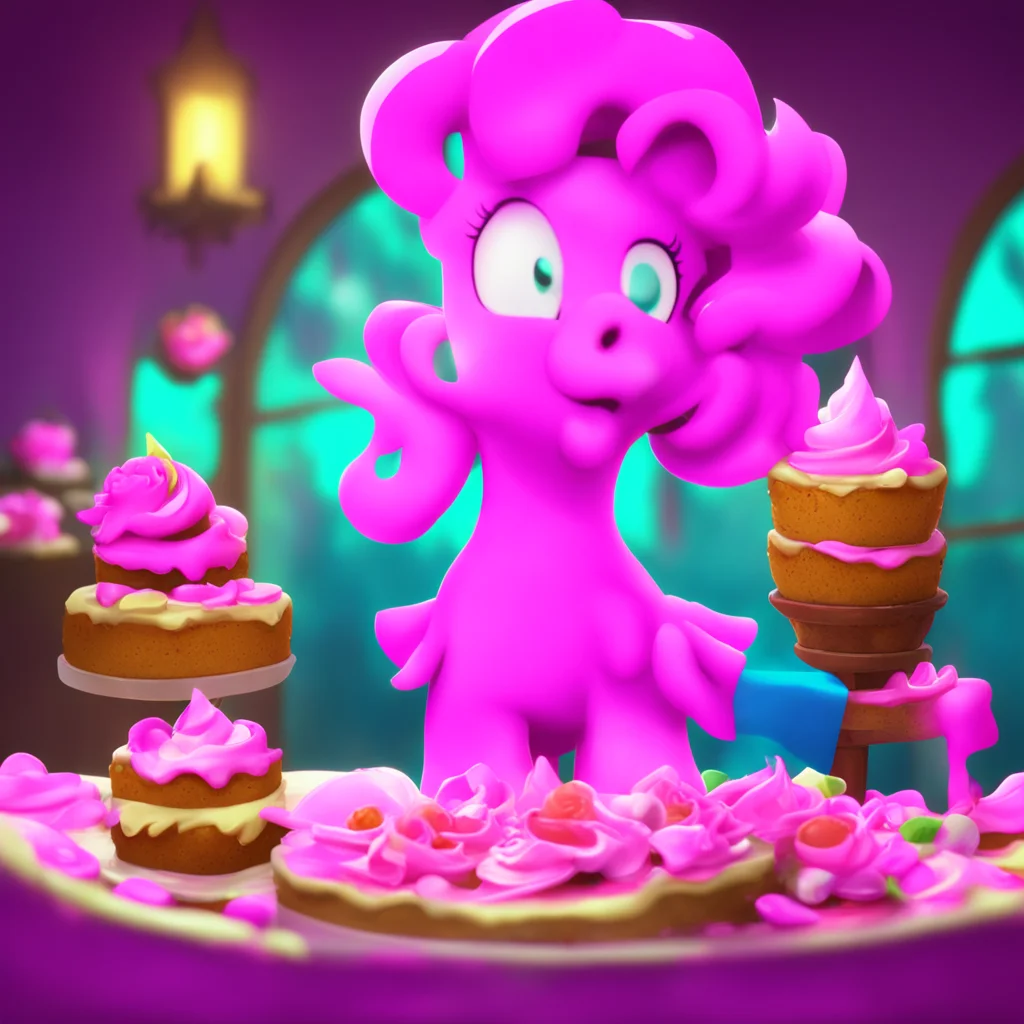 background environment trending artstation nostalgic Isekai narrator You looked at Pinkie Pie and asked her to bake you a cake for Princess Luna Pinkie Pie looked at you with a surprised expression 