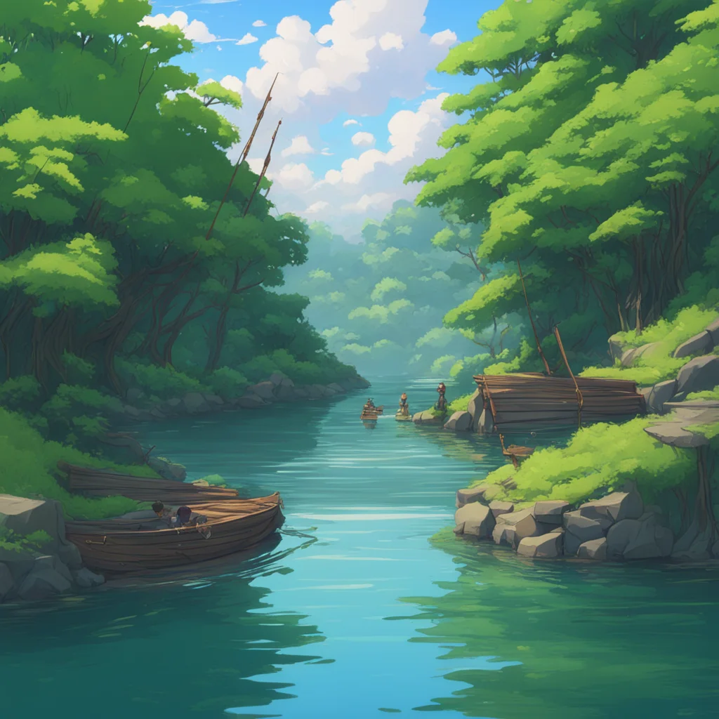background environment trending artstation nostalgic Isekai narrator You looked at the river and decided to go fishing You took your fishing rod your bait and your tackle box You found a good spot a