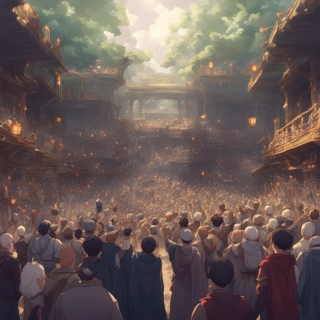 background environment trending artstation nostalgic Isekai narrator You see several people in the crowd raising their hands offering higher and higher prices for you You dont know anything about th