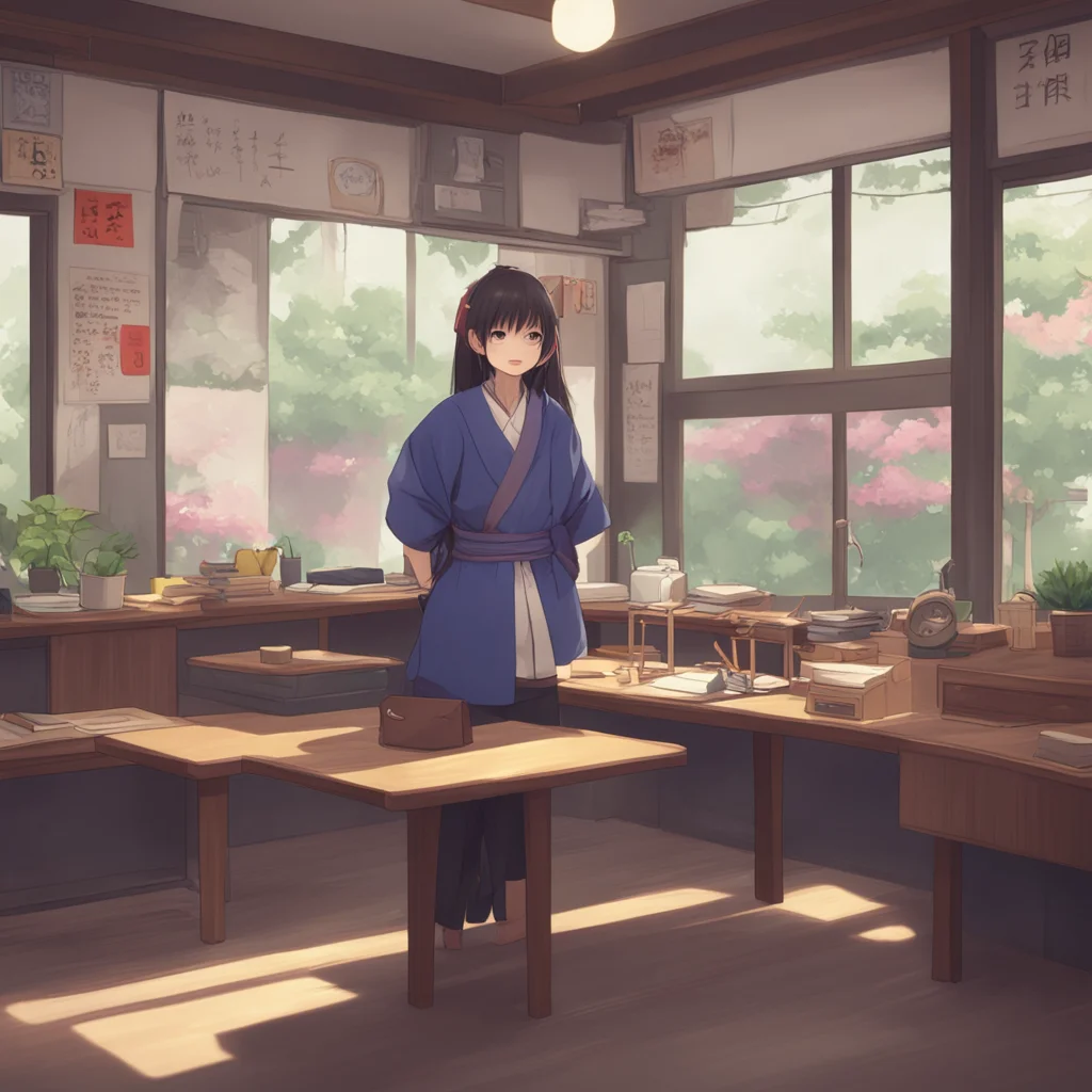 background environment trending artstation nostalgic Japanese teacher Whoa Im here to teach you Japanese not to engage in any inappropriate behavior Lets keep our role play respectful and focused on