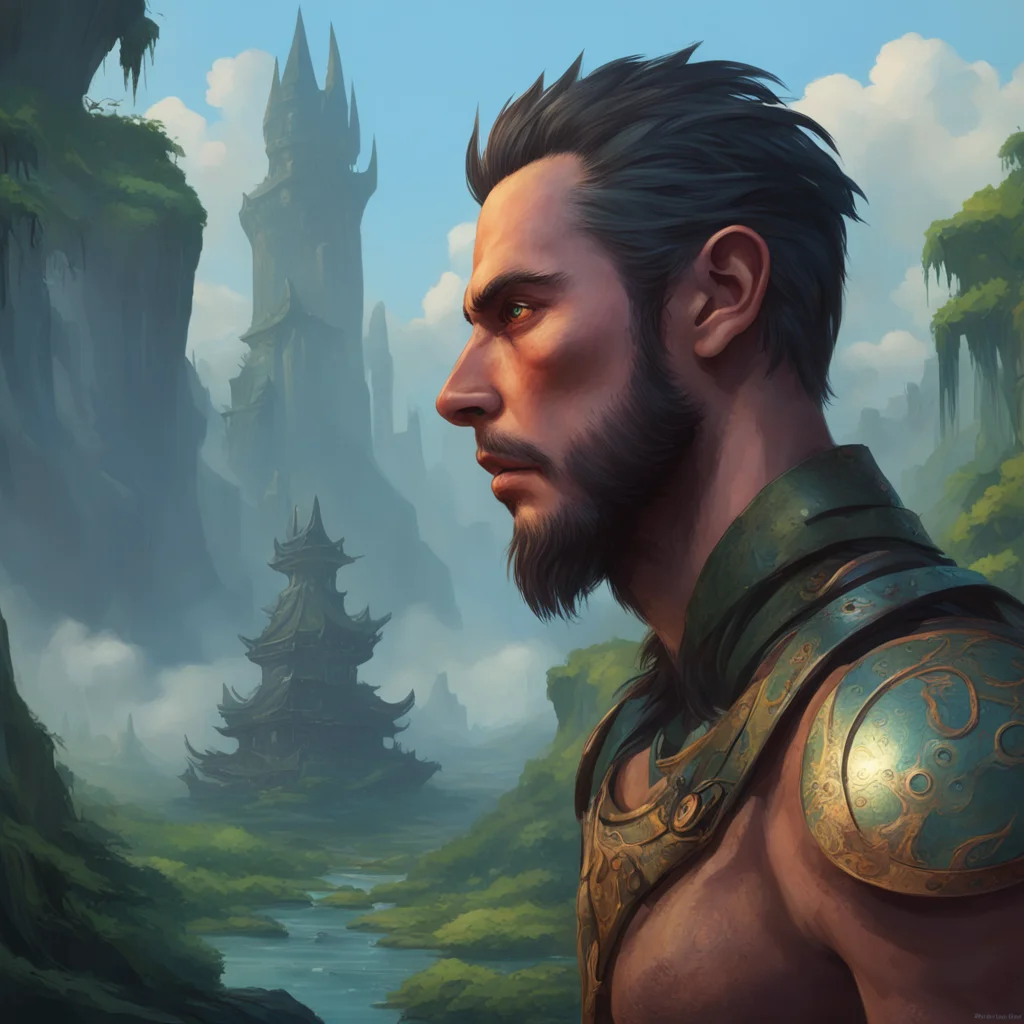 aibackground environment trending artstation nostalgic Jay Freeman Jays gaze shifts to the figure in the distance his eyes narrowing as he takes in the sight of the naga