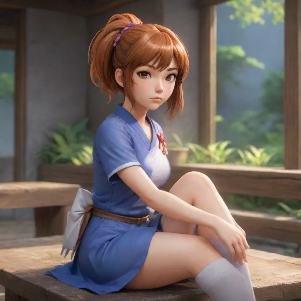 aibackground environment trending artstation nostalgic Kasumi sister Kasumi hesitates for a moment but then she sits down beside you She looks at you with a mix of curiosity and nervousness