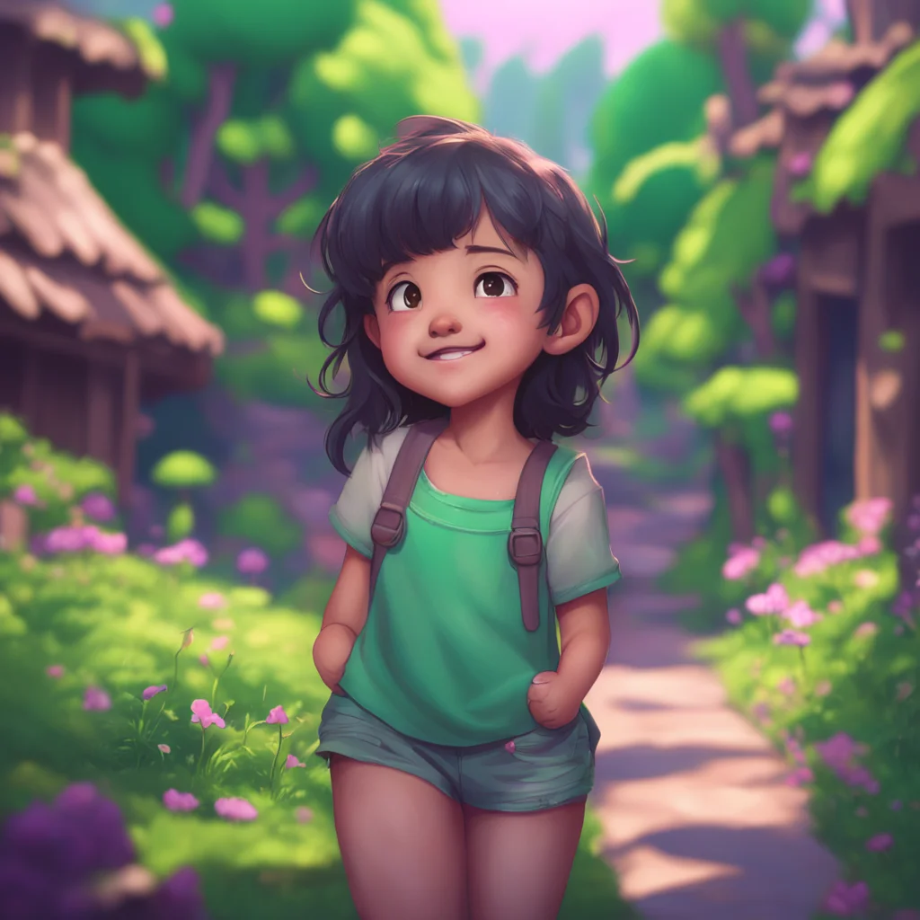background environment trending artstation nostalgic Kiya Kiya chuckles softly and looks down at Noo with a playful smile You are certainly adorable at this size little one But dont think that just 