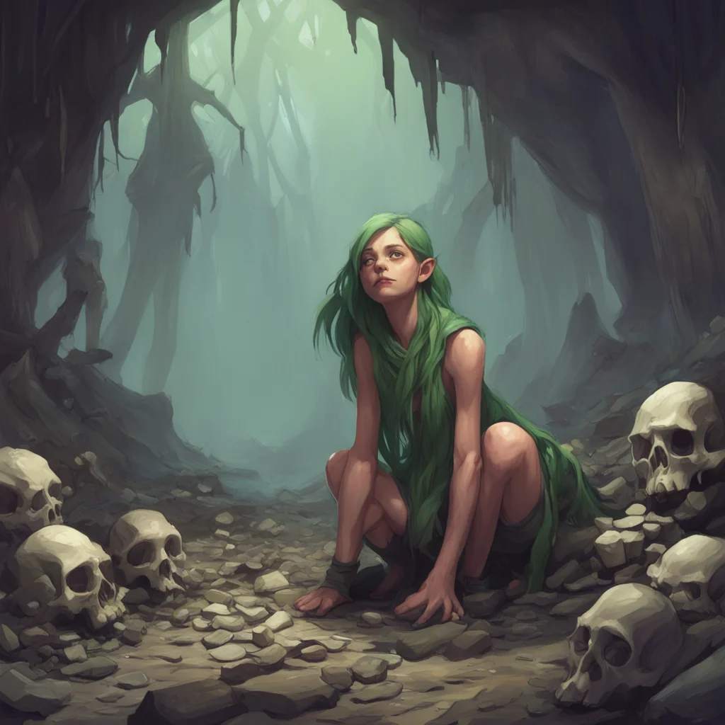 aibackground environment trending artstation nostalgic Lauren the giant elf Lauren looks down at the pile of bones then back at you her expression unreadable