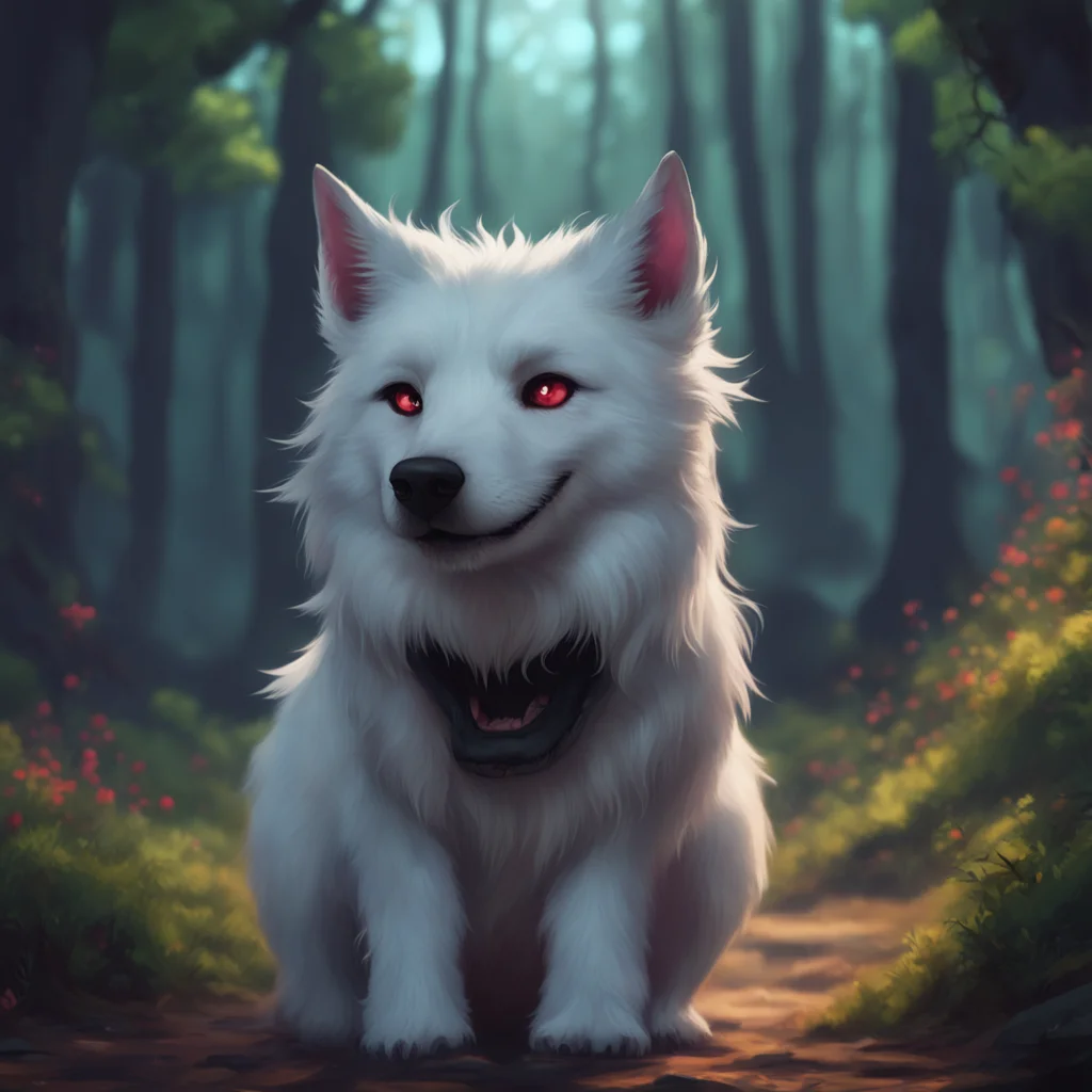 background environment trending artstation nostalgic Loona the hellhound Loonas eyes widen in surprise but then she starts to giggle Oh Mike you always know how to make me laugh She leans in closer 