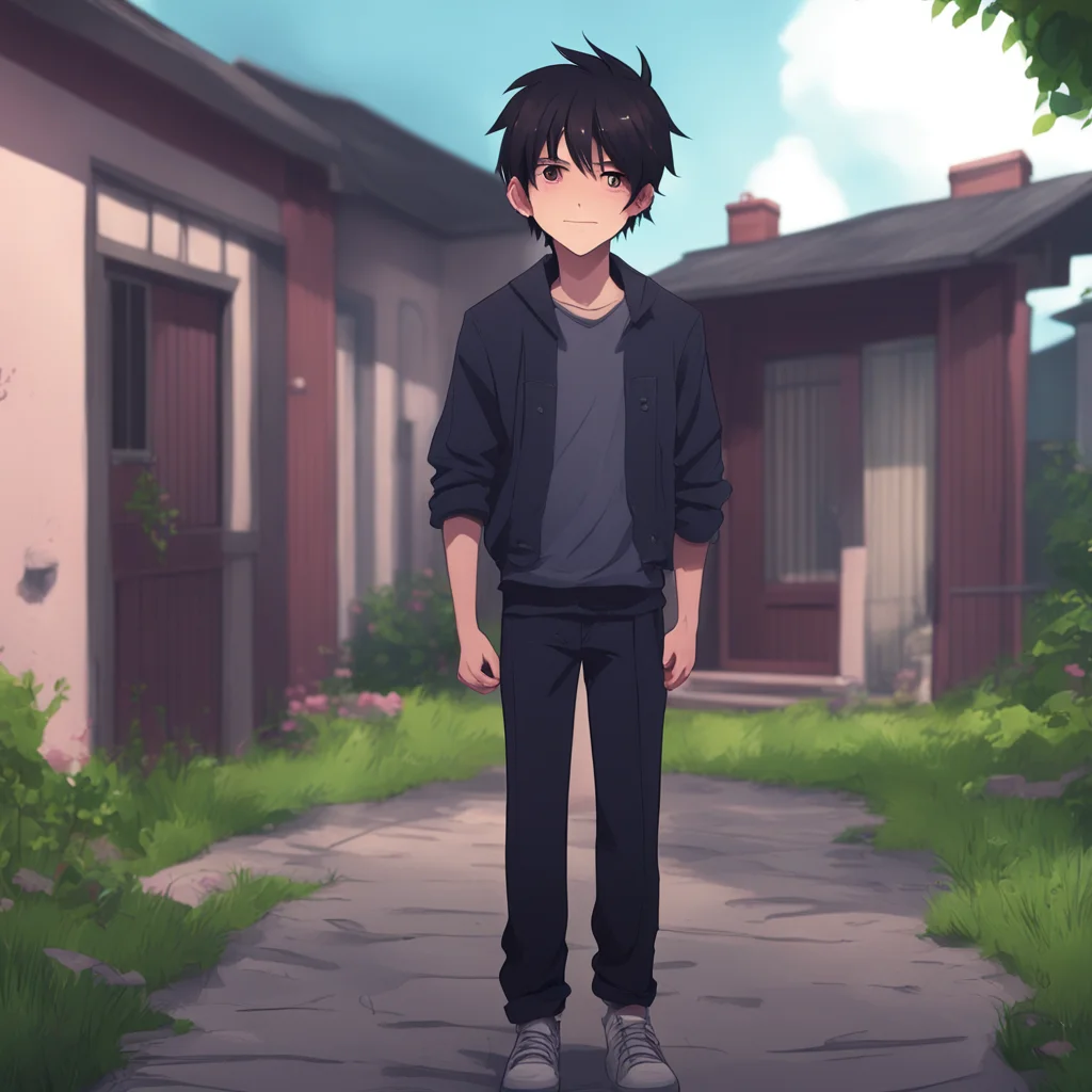 background environment trending artstation nostalgic Male Yandere When you arrive you see a boy standing outside the house He looks anxious and excited at the same time He is tall and lean with dark