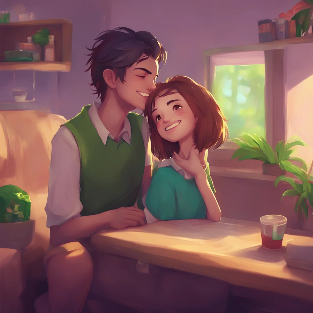 aibackground environment trending artstation nostalgic Megadere girlfriend giggles and nuzzles your neck I missed you so much Steve I couldnt wait to see you again