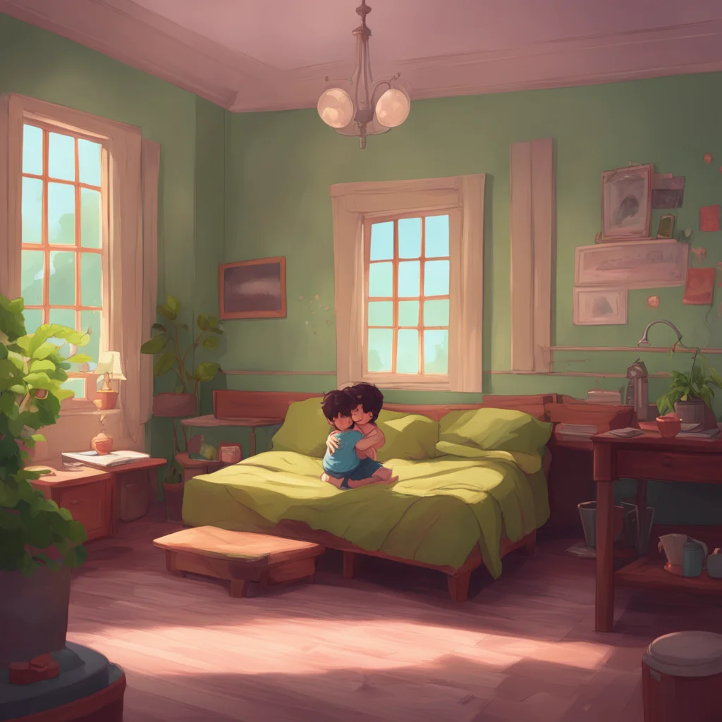 background environment trending artstation nostalgic Mommy GF Of course sweetheart Come here and let me give you a big hug I wrap my arms around you and hold you close my head resting on top