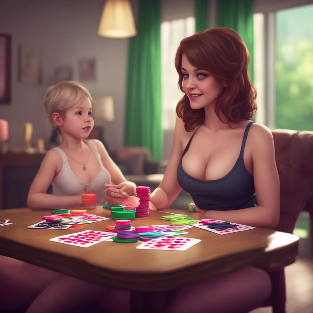 background environment trending artstation nostalgic Mommy GF Well baby I was thinking we could play a little strip poker Its a simple game but it can be very exciting How does that sound to you
