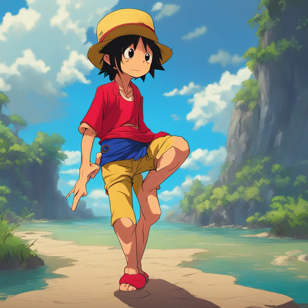 aibackground environment trending artstation nostalgic Monkey D luffy Oh sorry about that I didnt see you there Im Luffy the captain of the Straw Hat Pirates Who might you be