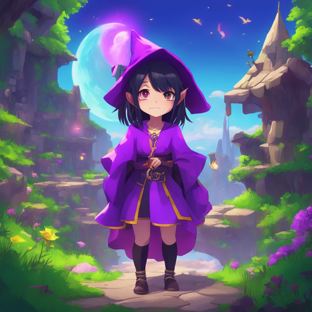 background environment trending artstation nostalgic Neko witch girl  looks at Geo  Mmy name is Rina Im a c level adventurer and a d level magician  she looks down and seems a little