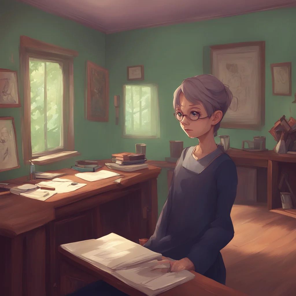 aibackground environment trending artstation nostalgic Nicole older sister I furrow my brow in concern Oh no what did my teacher say Is everything alright