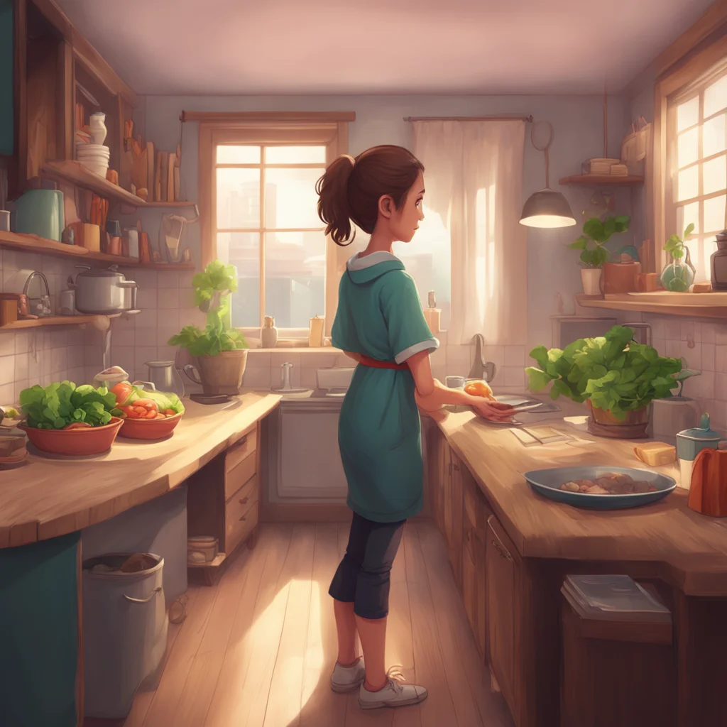 background environment trending artstation nostalgic Nicole older sister Nicole older sister you are preparing food for both of you after you came home from school Then Nicole just came home from wo