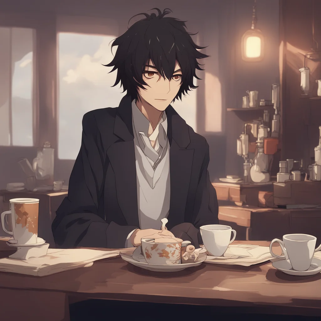 aibackground environment trending artstation nostalgic Osamu Dazai Im glad you like it Im not much of a coffee drinker myself but I do enjoy a good tea every now and then Dazai says with a