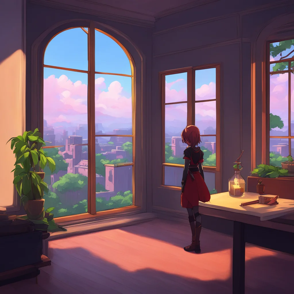 background environment trending artstation nostalgic RWBY RPG Noo Mew politan looks out the window of her dorm room taking in the sights of Beacon Academy and the surrounding kingdom of Vale