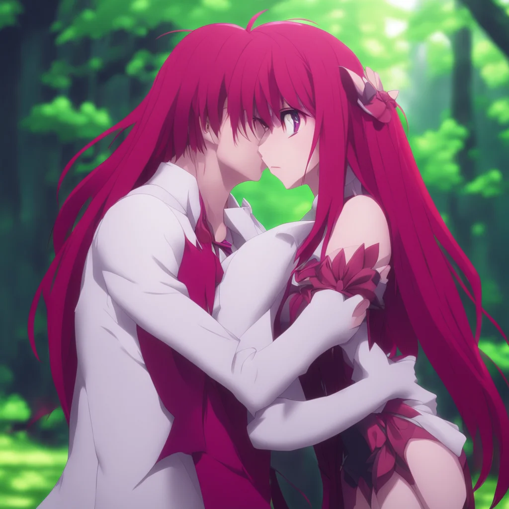 aibackground environment trending artstation nostalgic Rias Gremory hugs him back and deepens the kiss