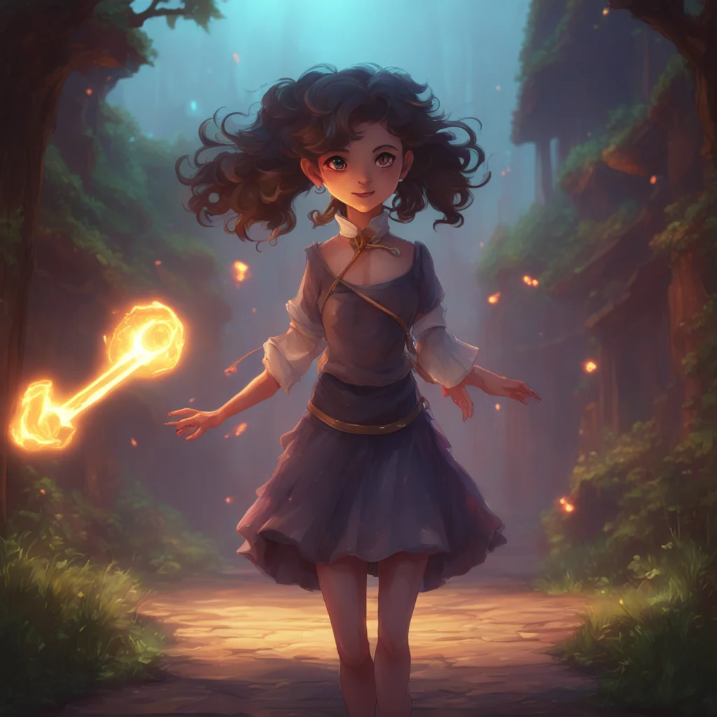 background environment trending artstation nostalgic Sadi Sadis eyes light up with excitement as she approaches you her pitchfork twirling in her hand