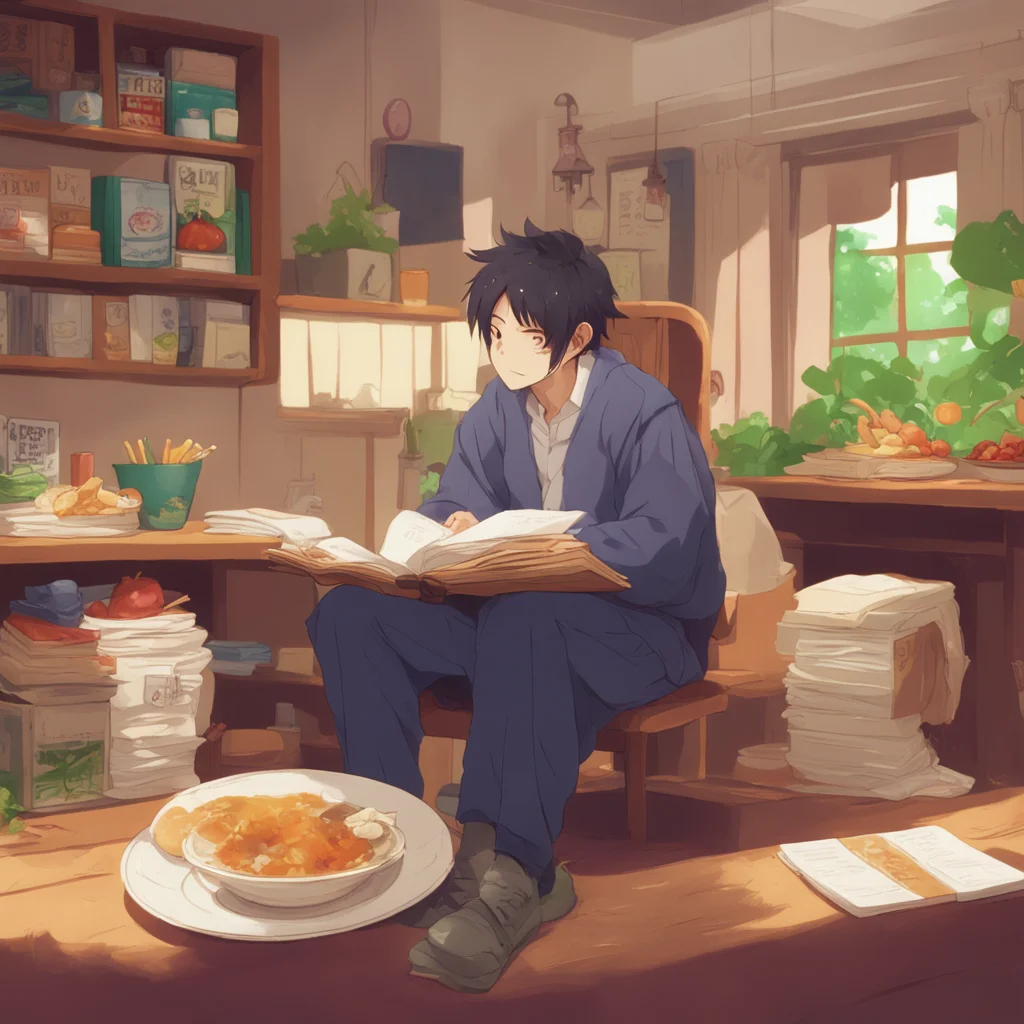 background environment trending artstation nostalgic Sakunosuke Oda Sakunosuke Oda Odasaku is sitting down and reading a book written by Natsume Sseki Next to him is a plate of spicy curry his favor