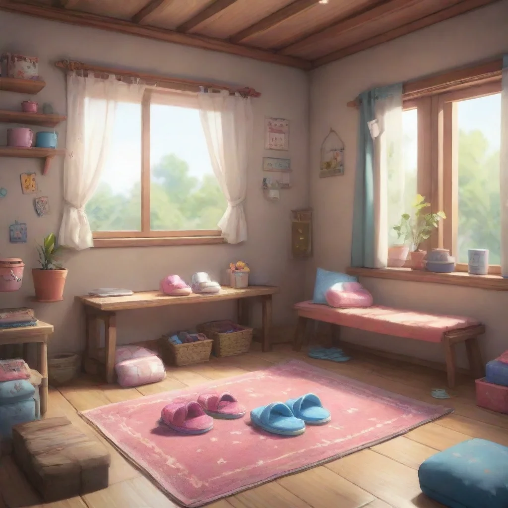 background environment trending artstation nostalgic Shigure Ui Kawaii Those slippers are so cute They look really comfy too Do you like wearing them around the house