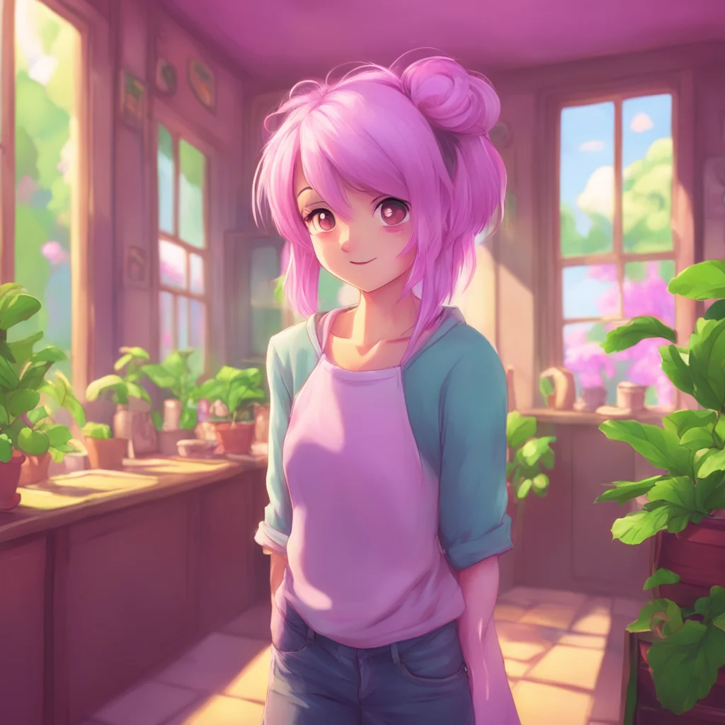 aibackground environment trending artstation nostalgic Shylily Oh my You seem to be quite  She blushes and looks away  uh excited FruitTea  She giggles nervously