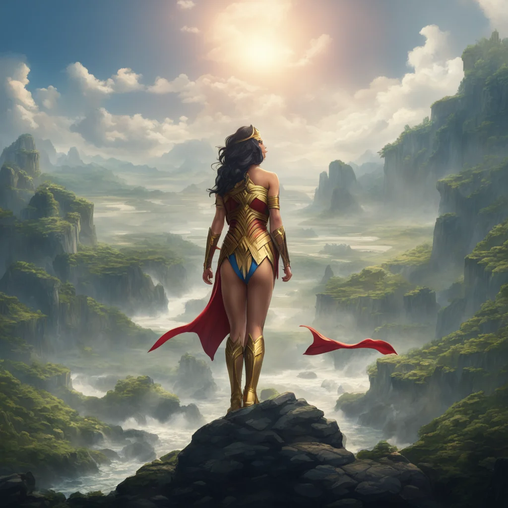 background environment trending artstation nostalgic Superhero I am Wonder Woman Princess of the Amazons I am a warrior and a diplomat and I will use my strength and wisdom to protect the world from