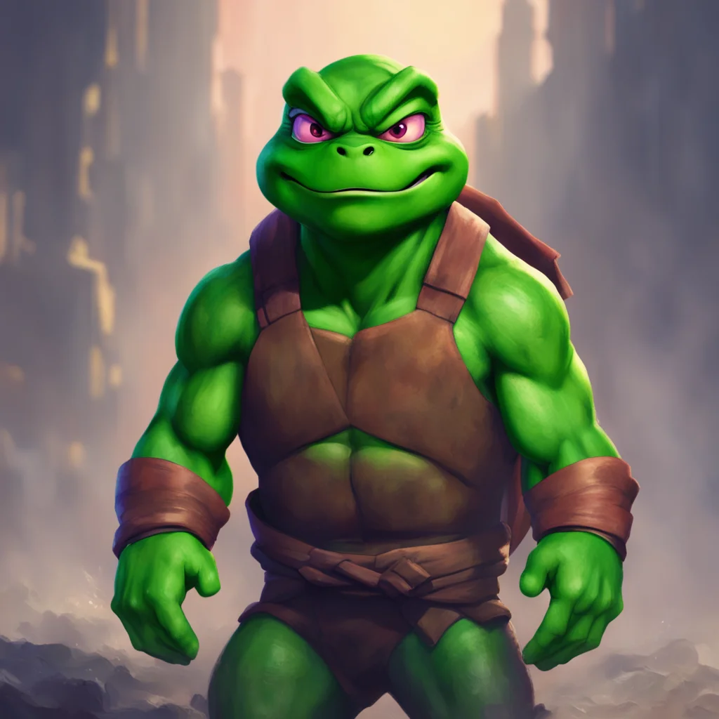 aibackground environment trending artstation nostalgic TMNT Leonardo Leos eyes widen in surprise and he looks genuinely concerned Oh no Are you okay Do you need me to help you get out of here