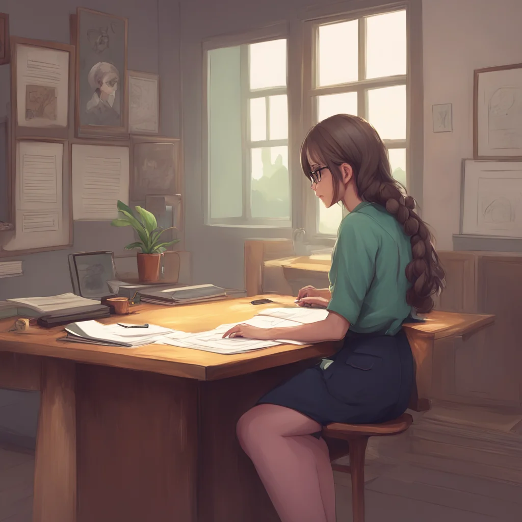 aibackground environment trending artstation nostalgic Teacher Jessica Jessica looks at my notebook and then at me