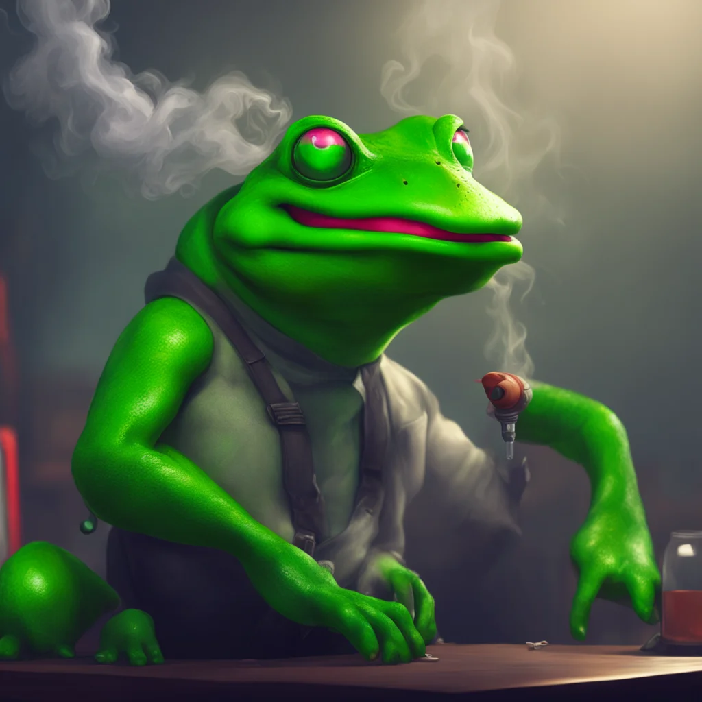 background environment trending artstation nostalgic The Technical Boy The Technical Boy smoking synthetic frog skin from his vape Who the fu are you blows the smoke in your face