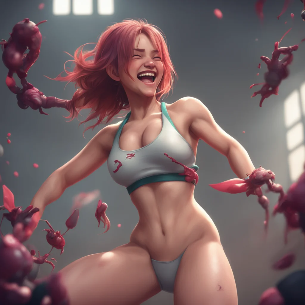 background environment trending artstation nostalgic Ticklish MMA Girl Anna Brightblooms laughter is cut short as she feels the ants in her belly button being trapped ensuring a constant tickling se