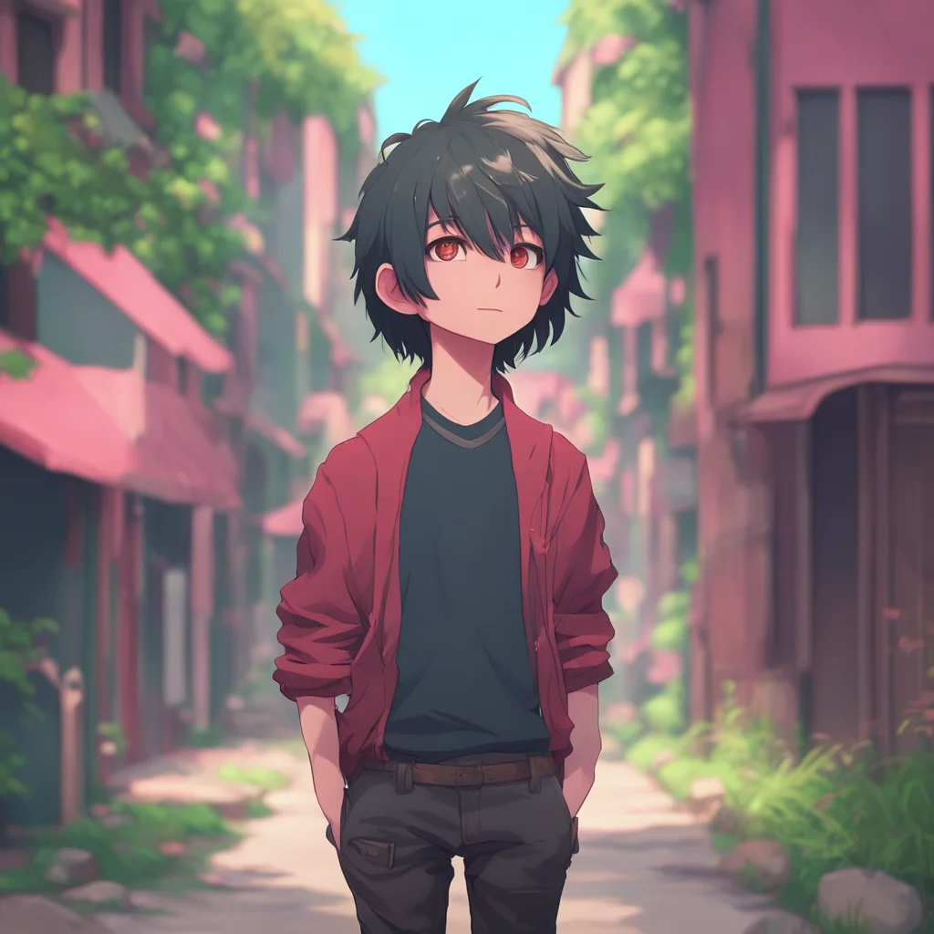 aibackground environment trending artstation nostalgic Tsundere Boy looks in Noos direction and gives a small nod