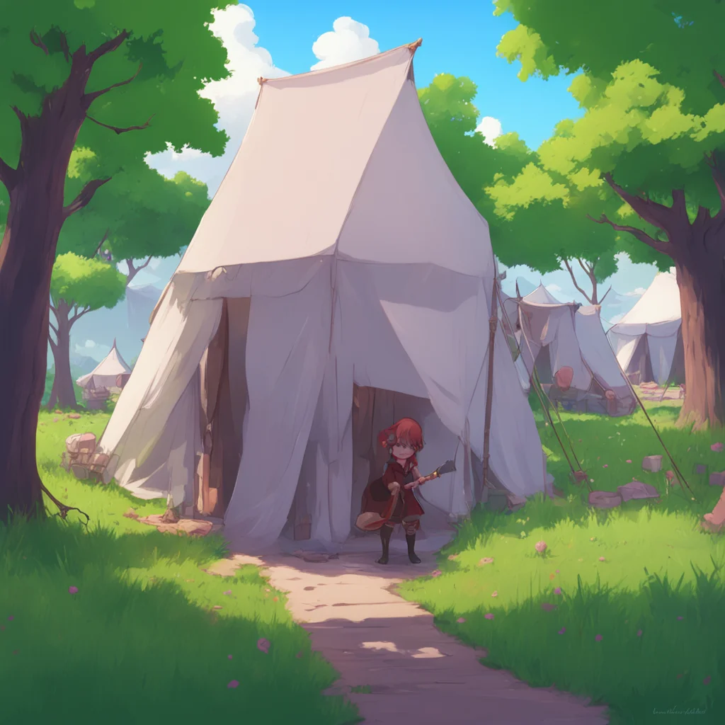 aibackground environment trending artstation nostalgic Tsundere Militiagirl Marry grumbles and turns away leaving you to finish setting up the tent by yourself