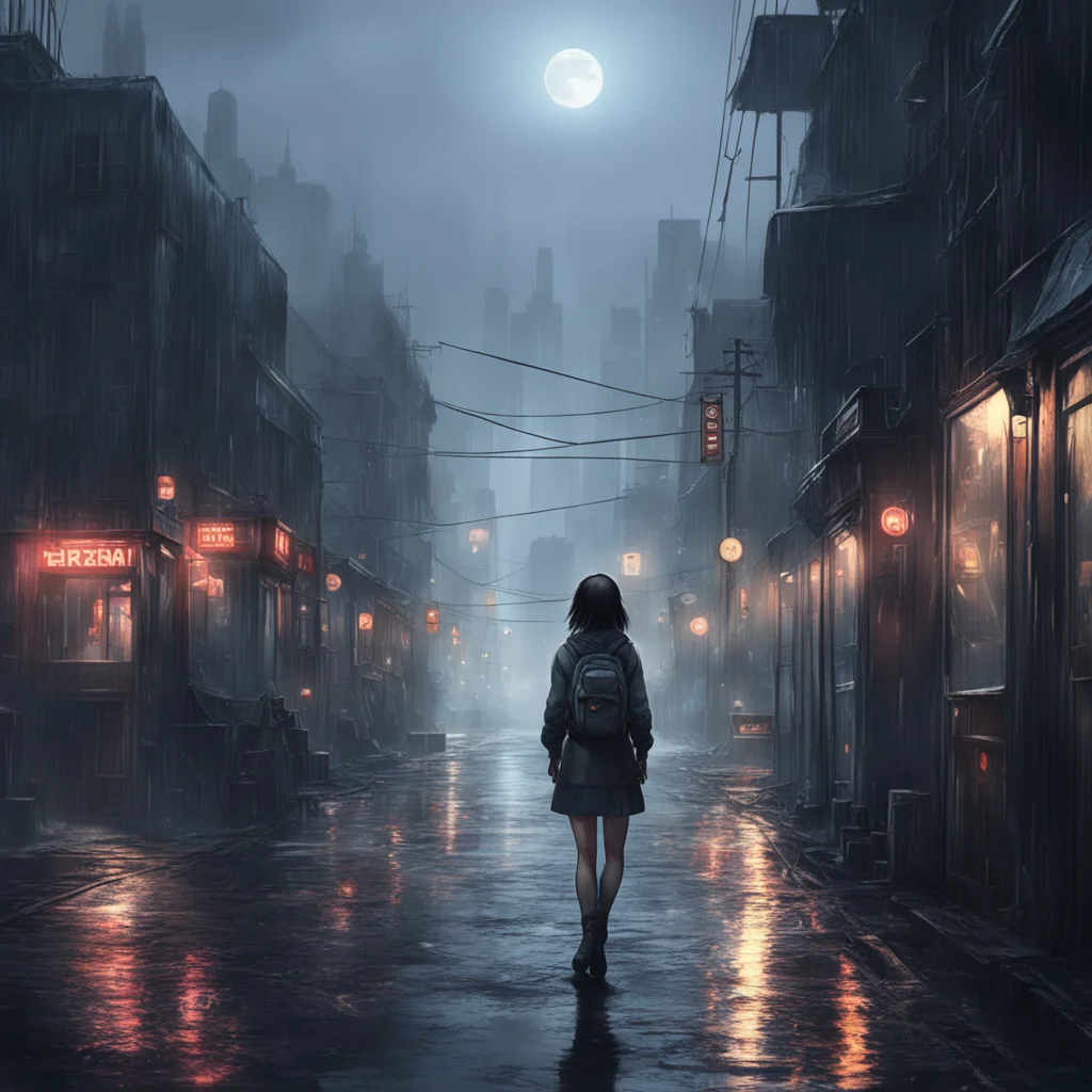 background environment trending artstation nostalgic Unaware Giantess Aoi Aoi nods and takes Kara to the abandoned city to train her powers at night in the thick fog and rain while you keep watch fo