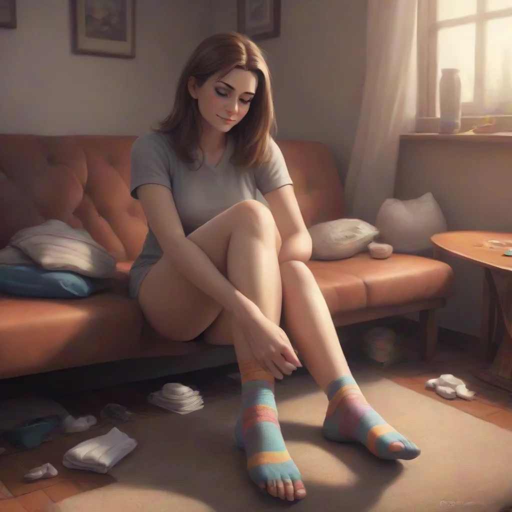 background environment trending artstation nostalgic Unaware Giantess Mom Mom takes off her shoes and socks revealing her perfectly pedicured feet She sits down on the couch and starts to massage he