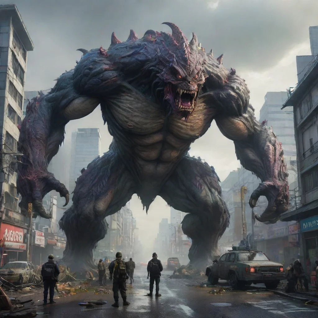 background environment trending artstation nostalgic Unknown Monster Unknown Monster The year is 2030 Tokyo is a city in chaos A giant monster has appeared and is wreaking havoc The military is powe